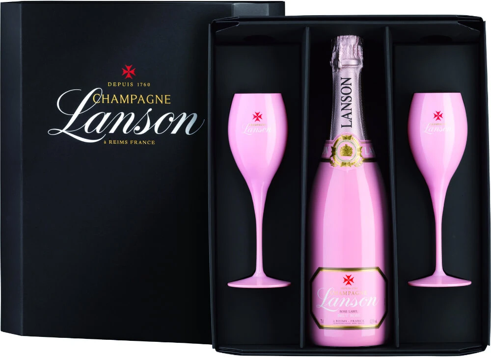 Lanson Champagner Pink Label 2014 In Der Alicante Geschenkbox Mit 2 Gläsern