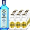 Bombay Sapphire Gin 1 Liter Mit 12x Goldberg Tonic Water 0,2 Liter