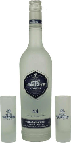 Wodka Gorbatschow Platinum 0,7 Liter Mit 2 Gläsern