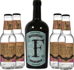 Ferdinands Saar Dry Gin Bundle In Holzkiste (1x Ferdinands Gin 0,5l, 4x Tonic Water 0,2l)