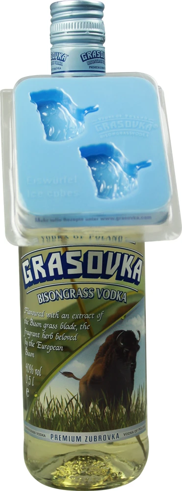 Grasovka Vodka 0,5 Liter Mit Eiswürfel-Form Im Bison Design - Image 2