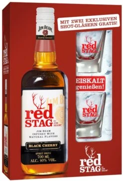 Jim Beam Red Stag 0,7 Liter In Geschenkpackung Mit 2x Shotglas