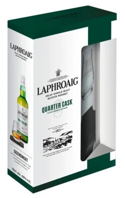 Laphroaig Whisky Quarter Cask 0,7 Liter Mit Glas Und Schieferuntersetzer