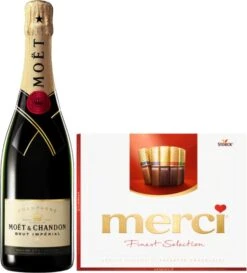 Moet & Chandon Champagner Brut Imperial 0,75 L Mit Merci Schokolade 250g