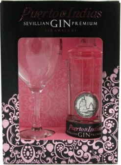 Puerto De Indias Gin Strawberry 0,7 Liter Mit Glas