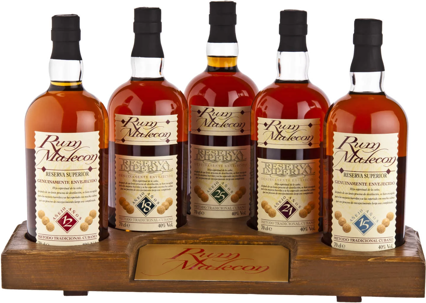 Ron Malecon Genießerset Im Holzdisplay 3,5 Liter