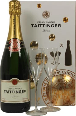 Taittinger Champagne Brut Reserve 0,75l Mit 2 Gläsern