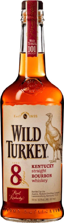 Wild Turkey Bourbon Whiskey 8 Jahre 101 Proof 0,7l Mit 2 Gläsern